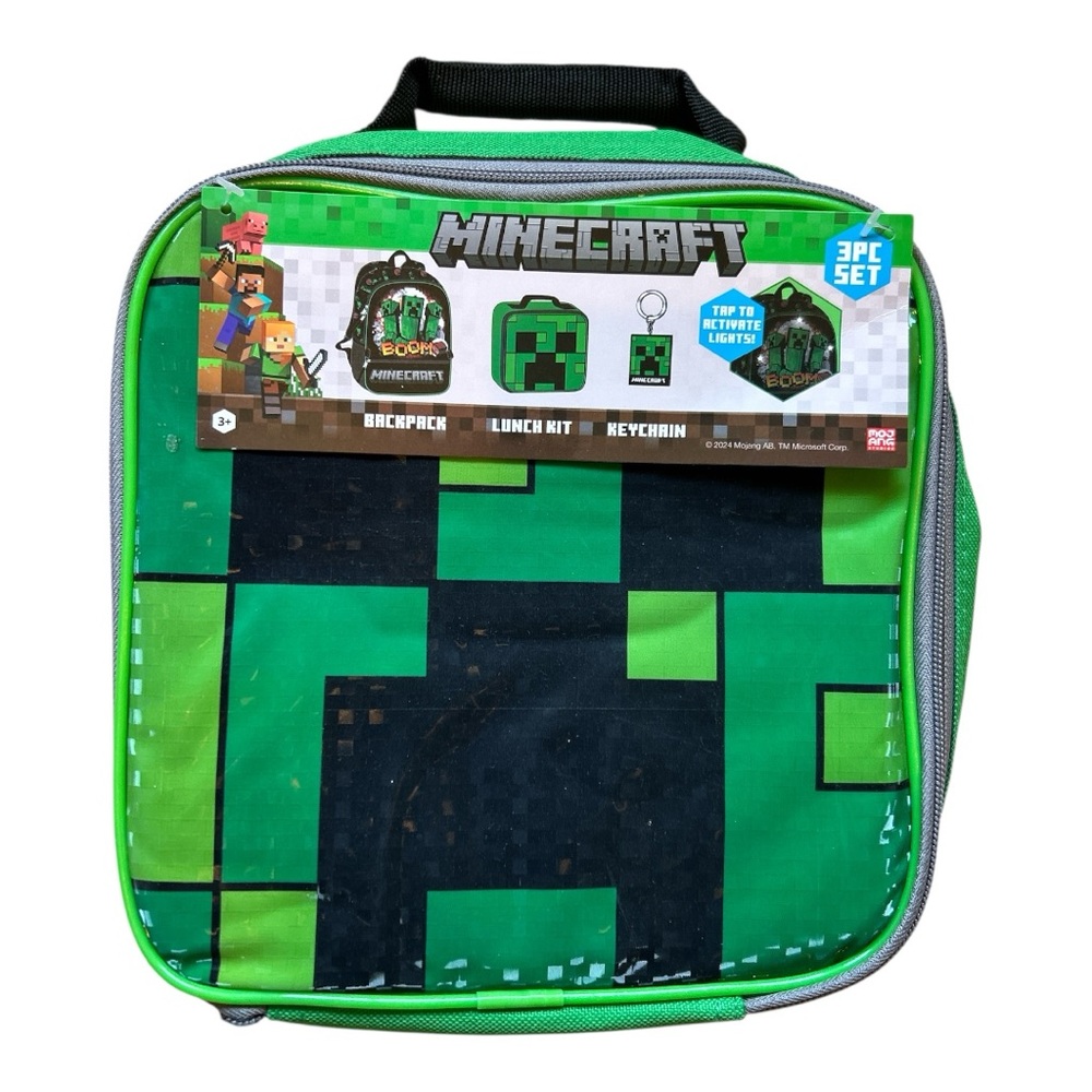 Minecraft Green and Black Kids Lunch Kit
